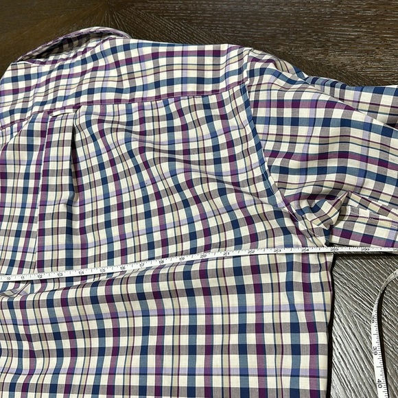 Nautica Men's Wrinkle-Resistant Blue, White, Purple Plaid Button Down‎ Shirt - Picture 9 of 16